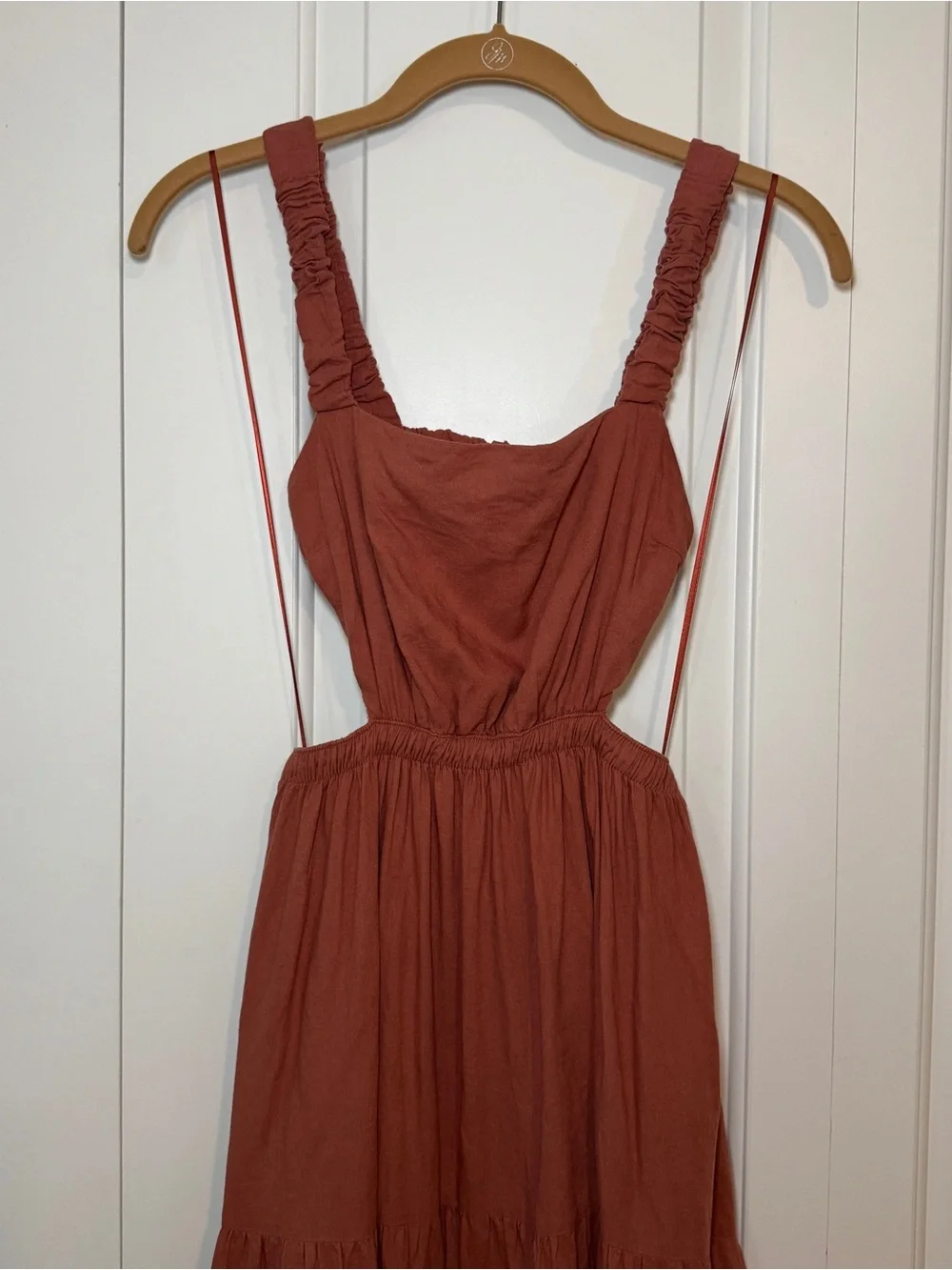 Abercrombie Backless Rust Tiered Maxi Dress